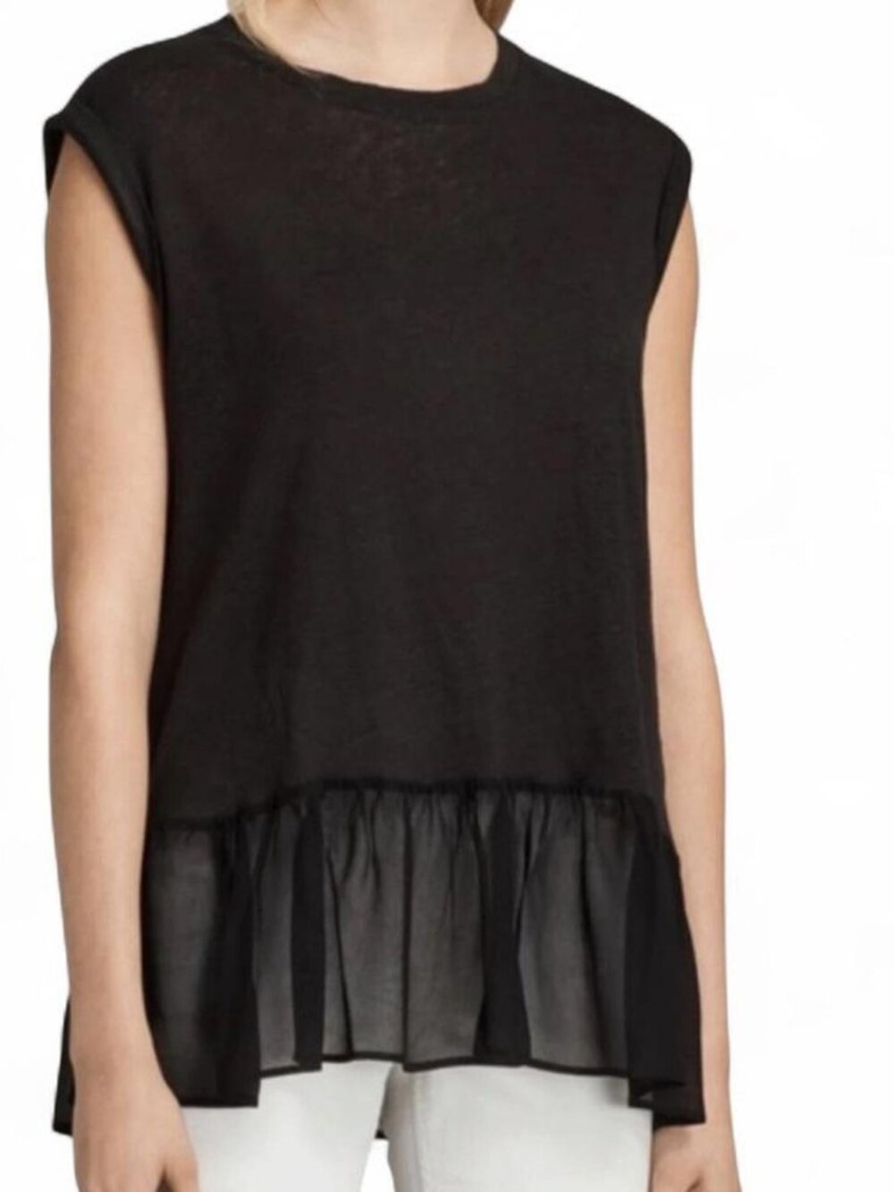 All Saints | Linen Knit Peplum Top - Black